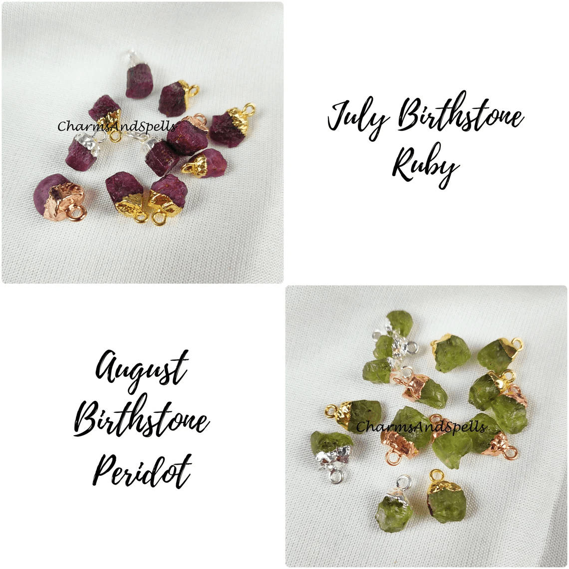 Choose Your Birthstone, Natural Raw Rough Gemstone Connectors, DIY Pendants, Birthstone Connectors, Silver/Gold/Copper Plated Connector - Charms And Spells